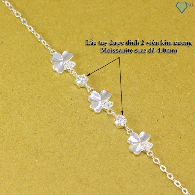 Lắc tay Moissanite bạc nữ cỏ 4 lá may mắn - Kiểm định GRA, sang trọng, 819.000 VNĐ