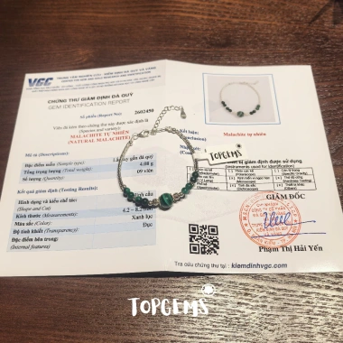 Lắc Tay Nữ Bạc 925 Mix Đá Khổng Tước TOPGEMS - Malachite 8mm Tự Nhiên, BH 12 Tháng