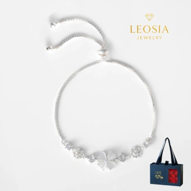 Lắc tay nữ bạc s925 LEOSIA cỏ 4 lá đính đá - Quà tặng cao cấp, giảm còn 750.000 VND 2