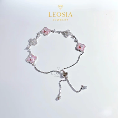 Lắc tay nữ cỏ bốn lá mạ vàng hồng sang trọng LEOSIA JEWELRY LA32 giảm 21%