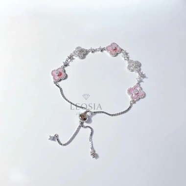 Lắc tay nữ cỏ bốn lá mạ vàng hồng sang trọng LEOSIA JEWELRY LA32 giảm 21%