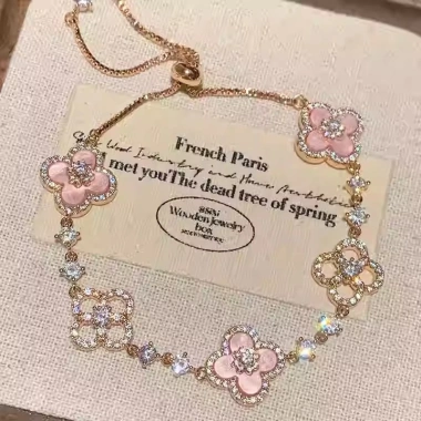 Lắc tay nữ cỏ bốn lá mạ vàng hồng sang trọng LEOSIA JEWELRY LA32 giảm 21%