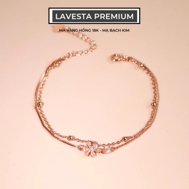 Lắc tay nữ mạ vàng hồng 18K & bạch kim LAV155 Yeri – hoa nhẹ nhàng, 925.000₫