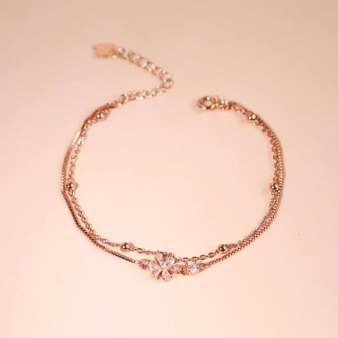 Lắc tay nữ mạ vàng hồng 18K & bạch kim LAV155 Yeri – hoa nhẹ nhàng, 925.000₫