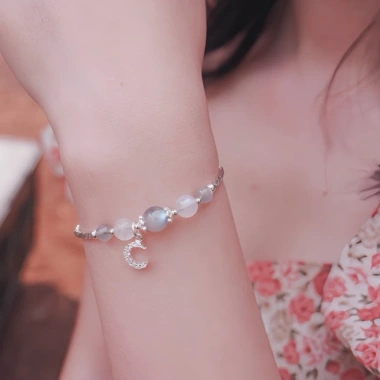 Lắc Vòng Tay Nữ Charm Trăng Bạc 925 Đá Moonstone Phong Thủy May Mắn Tài Lộc 3
