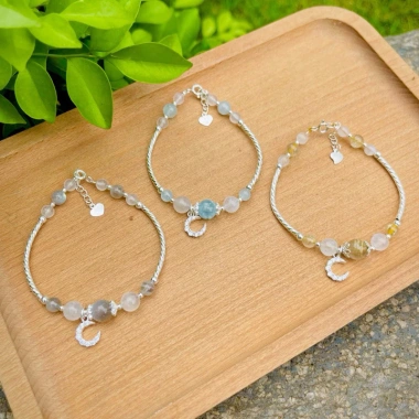 Lắc Vòng Tay Nữ Charm Trăng Bạc 925 Đá Moonstone Phong Thủy May Mắn Tài Lộc 4