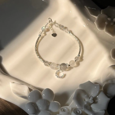 Lắc Vòng Tay Nữ Charm Trăng Bạc 925 Đá Moonstone Phong Thủy May Mắn Tài Lộc 5