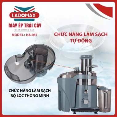Ladomax HA-967 Máy Ép Trái Cây Công Nghiệp 1.180W - Lưới 0.3mm Tự Vệ Sinh, 220V, Bảo Hành 12 Tháng, Giá chỉ 1.8tr 5