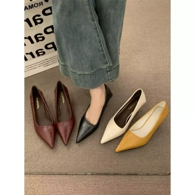 LAMODE Giày Cao Gót Retro Hàn Quốc Mũi Nhọn Máy Bơm Gót Nữ Sang Trọng - Giảm 23%