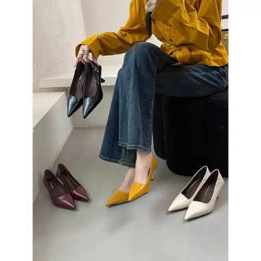 LAMODE Giày Cao Gót Retro Hàn Quốc Mũi Nhọn Máy Bơm Gót Nữ Sang Trọng - Giảm 23%