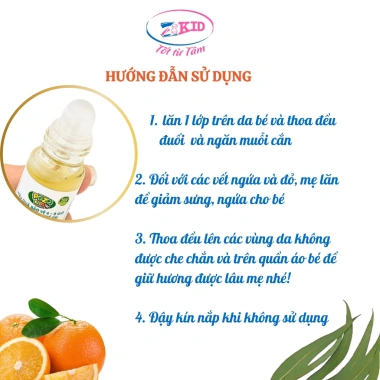 Lăn Bôi Vết Muỗi Đốt - Giảm Ngứa Nhanh, An Toàn Bé Sơ Sinh, Hương Chanh Sả Cam
