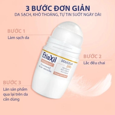 Lăn khử mùi EtiaXil Déodorant Douceur 24h 50ml - Giá ưu đãi 319.000 VND, bảo vệ hương thơm suốt ngày