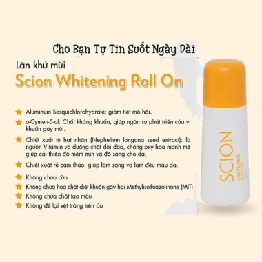 Lăn Khử Mùi Scion Brightening Roll On 75ml - Giá chỉ 180.000đ, khử mùi lâu dài, da sáng hơn 4