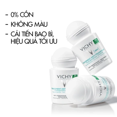 Lăn khử mùi Vichy khô thoáng 48h, ngăn ngừa mồ hôi, không kích ứng, 50ml, Giá 317.000