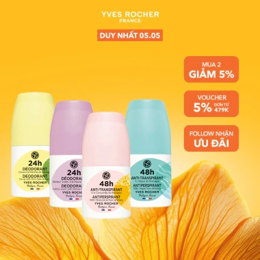 Lăn khử mùi Yves Rocher 50ml - Ngăn mùi 24‑48H, không gây nhờn, giảm giá 180k