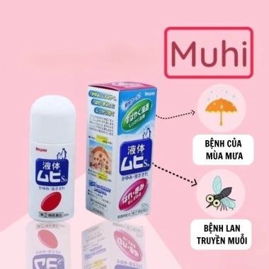 Lăn muỗi Muhi White Conc Nhật Bản 50ml – Giảm ngứa muỗi, côn trùng, an toàn da