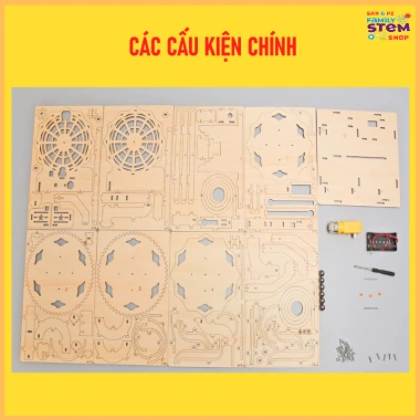 Lắp ráp STEM Gỗ - Ray bi sắt chuyển động liên tục, đồ chơi giáo dục sáng tạo, quà sinh nhật bé sanpi 8