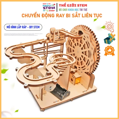 Lắp ráp STEM Gỗ - Ray bi sắt chuyển động liên tục, đồ chơi giáo dục sáng tạo, quà sinh nhật bé sanpi 9