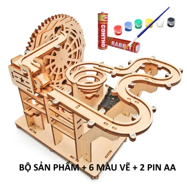Lắp ráp STEM Gỗ - Ray bi sắt chuyển động liên tục, đồ chơi giáo dục sáng tạo, quà sinh nhật bé sanpi 10