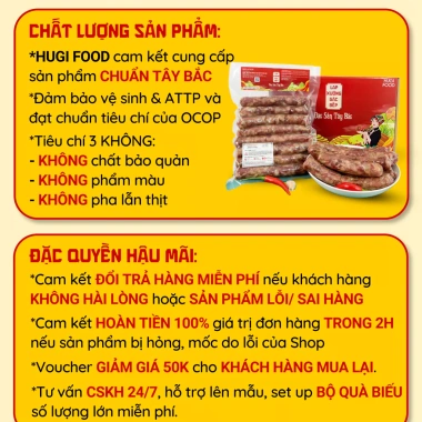 Lạp xưởng Tây Bắc HUGI FOOD 500g OCOP - Đặc sản Điện Biên, hộp quà Tết 180.000₫ 4