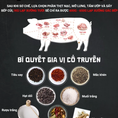 Lạp xưởng Tây Bắc HUGI FOOD 500g OCOP - Đặc sản Điện Biên, hộp quà Tết 180.000₫ 8
