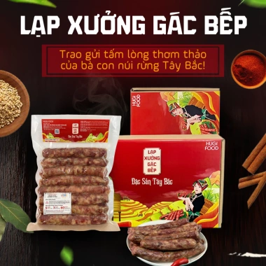 Lạp xưởng Tây Bắc HUGI FOOD 500g OCOP - Đặc sản Điện Biên, hộp quà Tết 180.000₫ 9