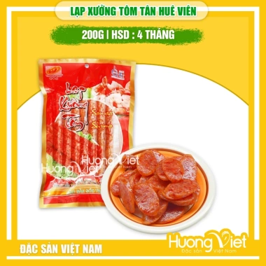Lạp xưởng tôm Sóc Trăng Tân Huê Viên cao cấp 200g - Mai Quế Lộ, tôm tươi vị cay nhẹ, hút chân không, chỉ 85.000₫