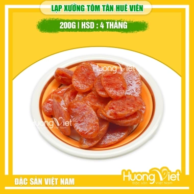 Lạp xưởng tôm Sóc Trăng Tân Huê Viên cao cấp 200g - Mai Quế Lộ, tôm tươi vị cay nhẹ, hút chân không, chỉ 85.000₫