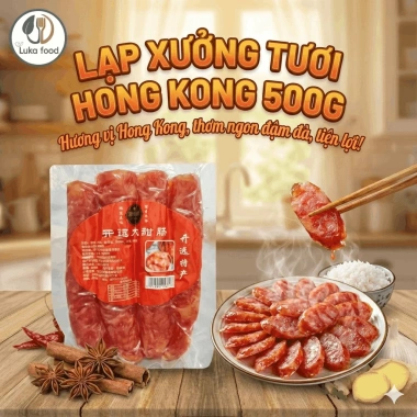 Lạp Xưởng Tươi Hong Kong 500g - Thơm Ngon, Nhiều Nạc, Túi Hút Chân Không, Quà Tết Luka Food