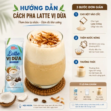 Latte Sữa Dừa thơm ngon, cà phê hòa tan gói tiện lợi - Giá chỉ 79.000đ