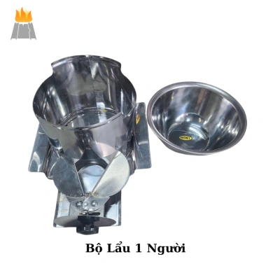 Lẩu inox 1 người kèm bếp cồn – ngăn châm cồn, không cần nhấc nồi, chỉnh nhiệt