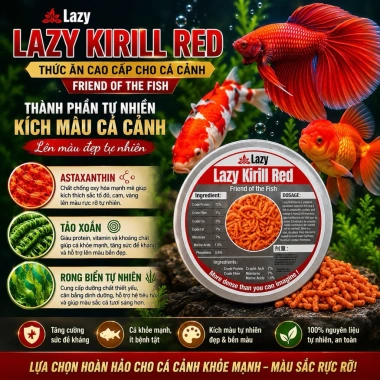 Lazy Kirill Red Thức ăn tôm Năm sấy lạnh, đạm cao, size Rồng, Chép - 65k (giảm 18k) 2