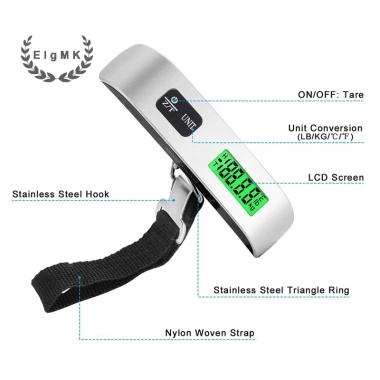 LCD kỹ thuật số cân du lịch 110lb/50kg - Vali hành lý điện tử đo trọng lượng chính xác, giá 101.860₫ 4