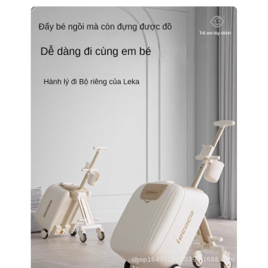 LECOCO Vali Đẩy Em Bé - Kéo & Ngồi Được, Thiết Kế Nhỏ Gọn Cho Du Lịch Trẻ Em