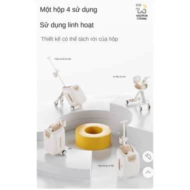 LECOCO Vali Đẩy Em Bé - Kéo & Ngồi Được, Thiết Kế Nhỏ Gọn Cho Du Lịch Trẻ Em
