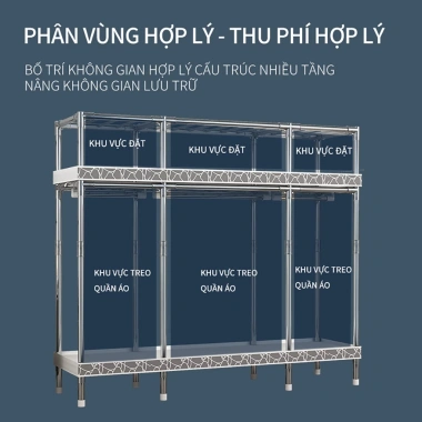 LEEGO Tủ Quần Áo 20MM Không Gỉ 85-205cm Kích Thước Lớn Dễ Lắp Đặt Chống Ẩm Bụi Giá 298.000₫ 5