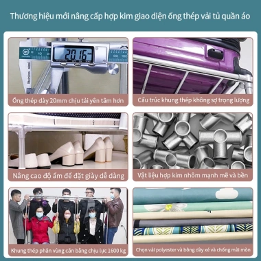 LEEGO Tủ Quần Áo 20MM Không Gỉ 85-205cm Kích Thước Lớn Dễ Lắp Đặt Chống Ẩm Bụi Giá 298.000₫ 7