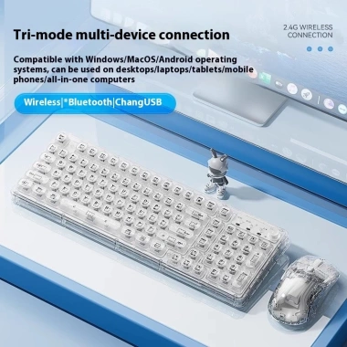 Leilin Z99 Ice Pha Lê Trong Suốt Không Dây Bluetooth – Bàn Phím & Chuột Cơ Im Lặng, Quà Tặng Văn Phòng 721.906đ 3