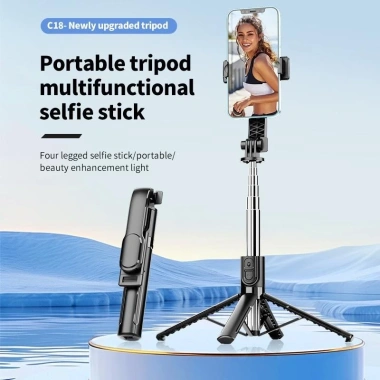 Lenovo C18 Selfie Stick Quadripod không dây 1,03m, gập, Bluetooth, giảm giá 249k