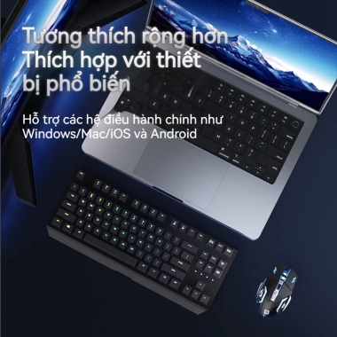 Lenovo Chuột Gaming Không Dây 2.4G+BT RGB LED 6 Nút 3 Mức DPI Im Lặng Pin Lâu - Tặng Receiver 5