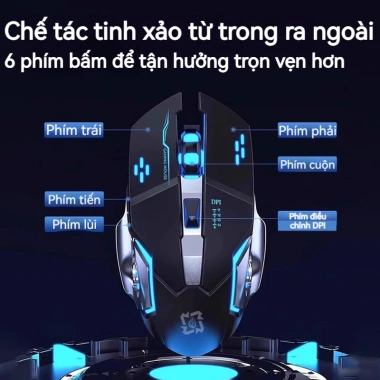 Lenovo Chuột Gaming Không Dây 2.4G+BT RGB LED 6 Nút 3 Mức DPI Im Lặng Pin Lâu - Tặng Receiver 9