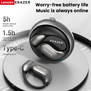 Lenovo Erazer XF25 - Tai nghe không dây Bluetooth 5.4 OWS IPX5, tai mở, mic, ánh sáng mát mẻ, dây buộc miễn phí