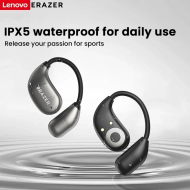 Lenovo Erazer XF25 - Tai nghe không dây Bluetooth 5.4 OWS IPX5, tai mở, mic, ánh sáng mát mẻ, dây buộc miễn phí