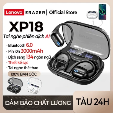 Lenovo erazer XP18 Tai nghe dịch AI, Bluetooth 6.0, LED, Pin 3.000mAh sạc dự phòng, HiFi, chống nước, ASMR – 230.000₫