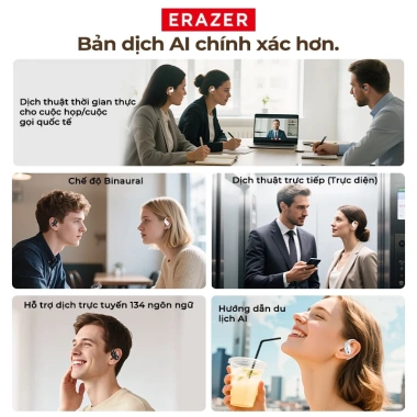 Lenovo erazer XP18 Tai nghe dịch AI, Bluetooth 6.0, LED, Pin 3.000mAh sạc dự phòng, HiFi, chống nước, ASMR – 230.000₫