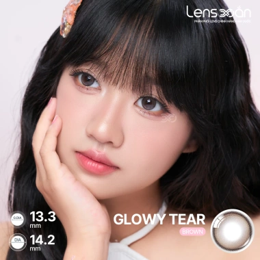 LENS 1 NGÀY Giãn Tròng Kính Áp Tròng Cận Nâu Tự Nhiên Trong Veo Viền Tròn OLENS GLOWY TEAR Giá Ưu Đãi 141.550 VND