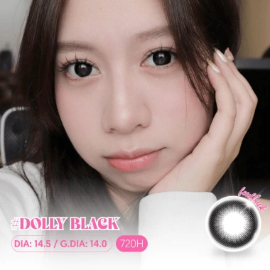 Lens Đen Silicone Hydrogel Eyesme Dolly Black Giãn Tròng Mắt To Tròn Búp Bê Giá 140k