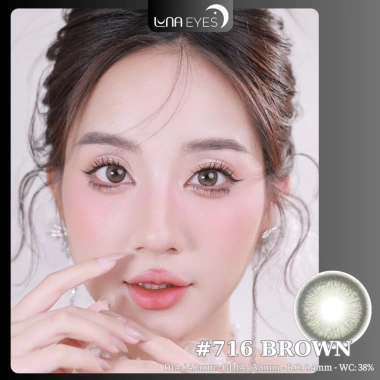 Lens mắt 716 Brown nâu rêu vân tia tự nhiên, viền nhám size vừa - 6 tháng LUNA EYES 75k 4
