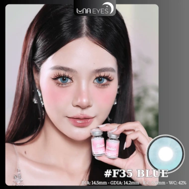 Lens mắt F35 Blue 6 tháng – Màu xanh sáng, viền nổi bật, size lớn, giá 75.000 LUNA EYES