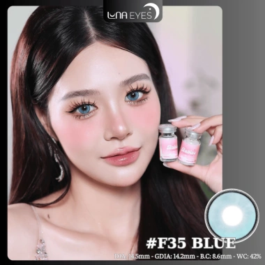 Lens mắt F35 Blue 6 tháng – Màu xanh sáng, viền nổi bật, size lớn, giá 75.000 LUNA EYES